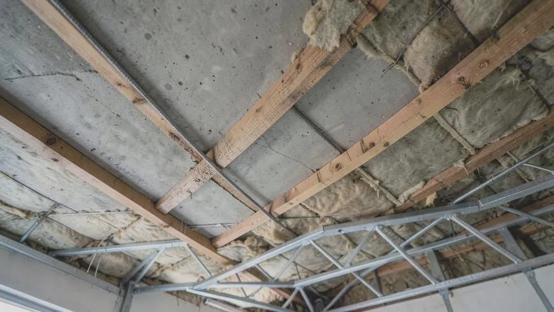 Strop drewniany i beton